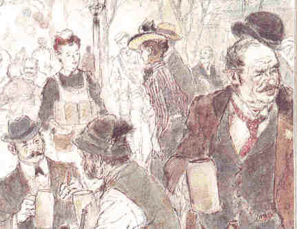 Jardín de la cerveza de Schlenkerla alrededor de 1900